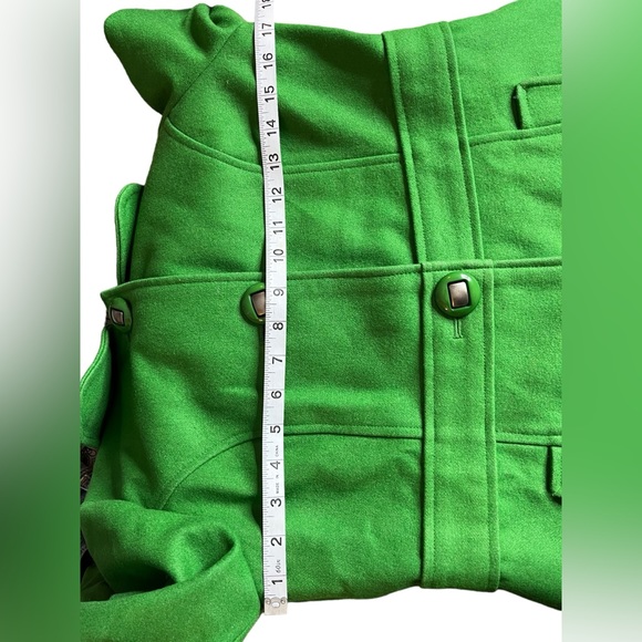 Tulle Wool Peacoat Trench Coat Green Size Medium - Picture 9 of 12